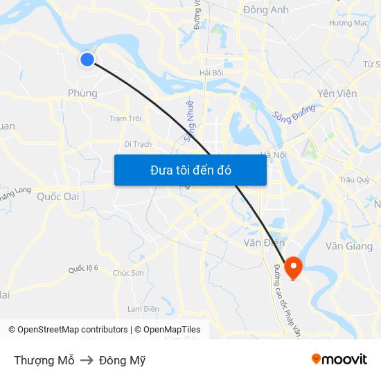 Thượng Mỗ to Đông Mỹ map