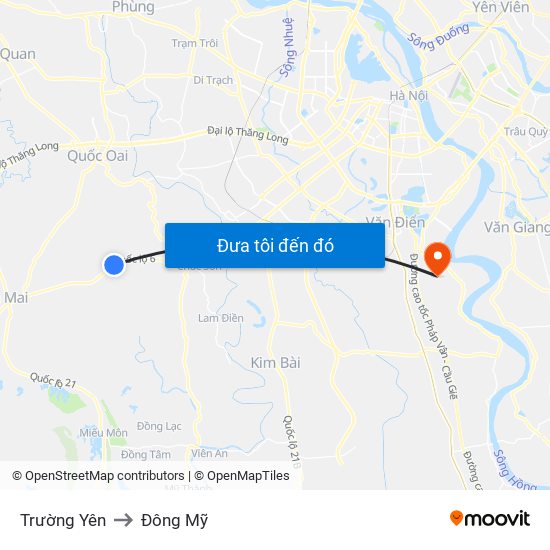 Trường Yên to Đông Mỹ map