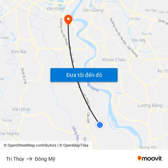 Tri Thủy to Đông Mỹ map