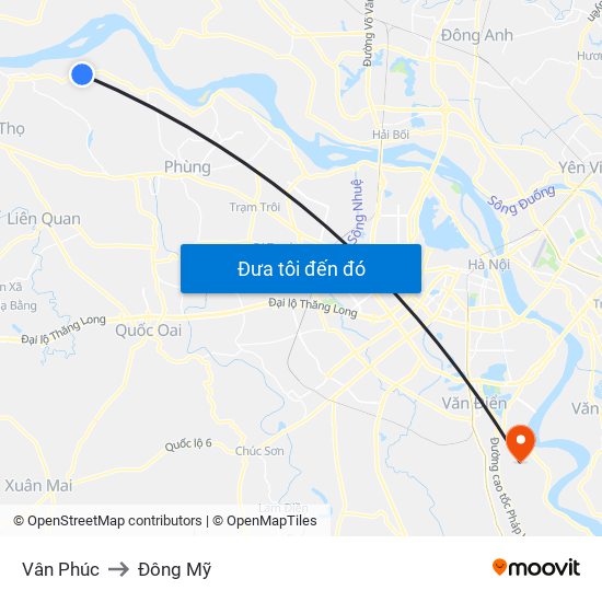 Vân Phúc to Đông Mỹ map