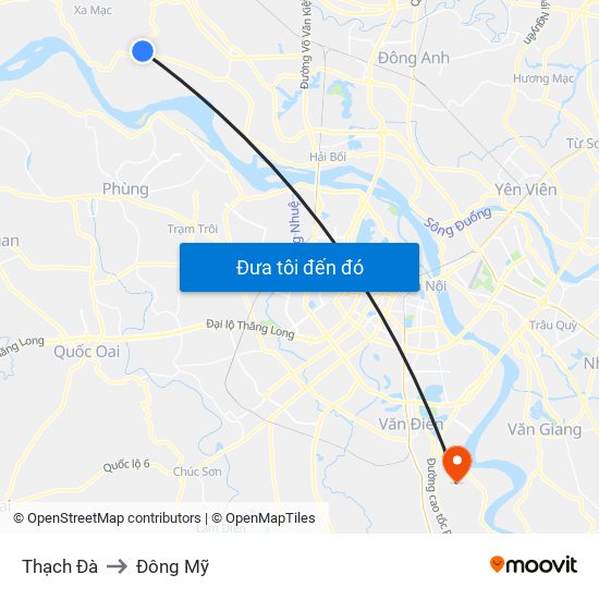 Thạch Đà to Đông Mỹ map