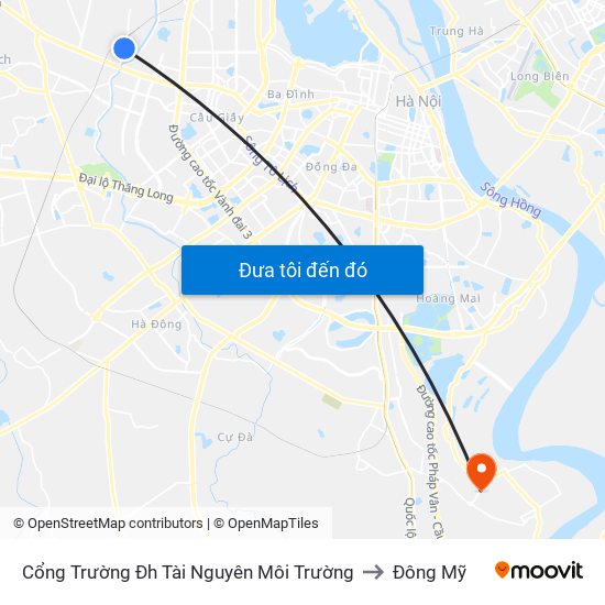 Cổng Trường Đh Tài Nguyên Môi Trường to Đông Mỹ map