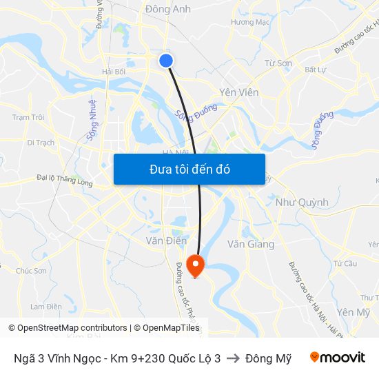 Ngã 3 Vĩnh Ngọc - Km 9+230 Quốc Lộ 3 to Đông Mỹ map