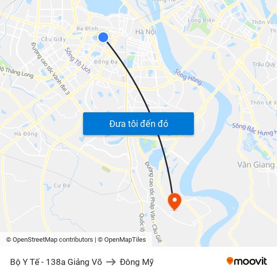 Bộ Y Tế - 138a Giảng Võ to Đông Mỹ map