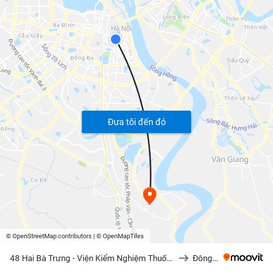 48 Hai Bà Trưng - Viện Kiểm Nghiệm Thuốc Trung Ương to Đông Mỹ map