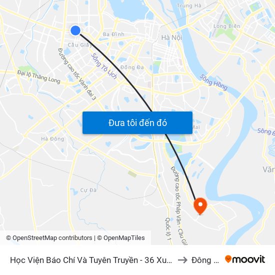 Học Viện Báo Chí Và Tuyên Truyền - 36 Xuân Thủy to Đông Mỹ map