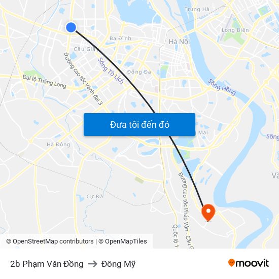 2b Phạm Văn Đồng to Đông Mỹ map