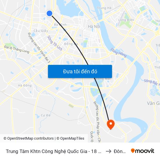 Trung Tâm Khtn Công Nghệ Quốc Gia - 18 Hoàng Quốc Việt to Đông Mỹ map