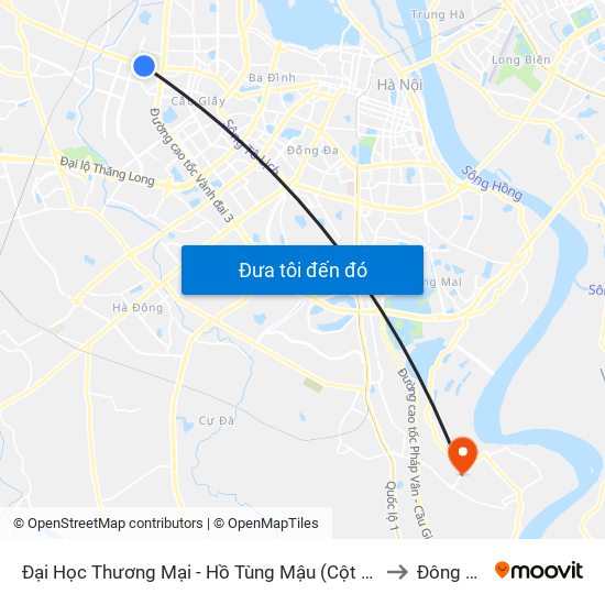 Đại Học Thương Mại - Hồ Tùng Mậu (Cột Sau) to Đông Mỹ map