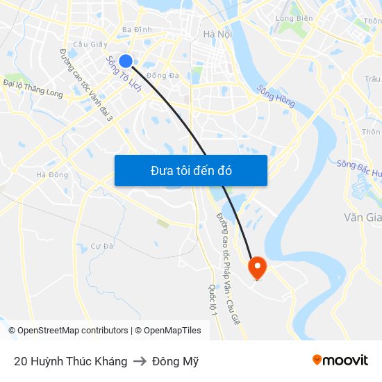 20 Huỳnh Thúc Kháng to Đông Mỹ map