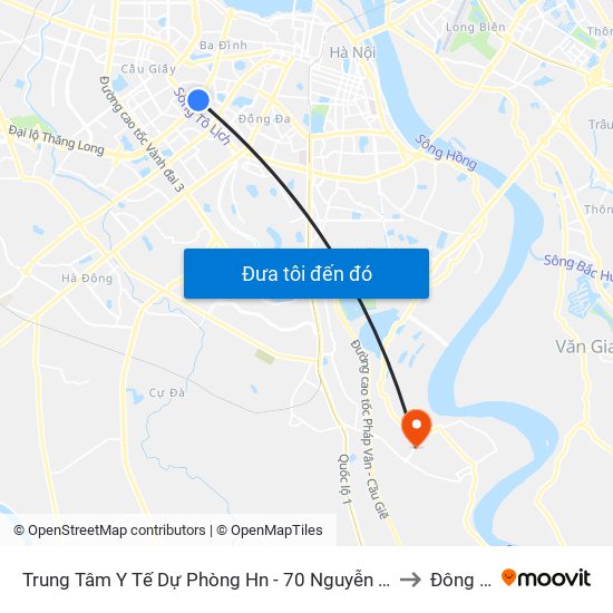 Trung Tâm Y Tế Dự Phòng Hn - 70 Nguyễn Chí Thanh to Đông Mỹ map