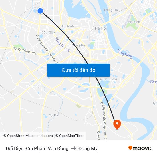 Đối Diện 36a Phạm Văn Đồng to Đông Mỹ map