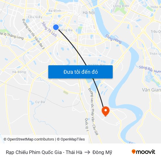 Rạp Chiếu Phim Quốc Gia - Thái Hà to Đông Mỹ map