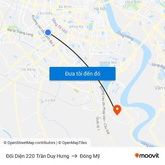 Đối Diện 220 Trần Duy Hưng to Đông Mỹ map