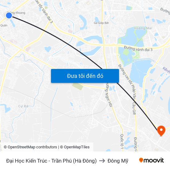 Đại Học Kiến Trúc - Trần Phú (Hà Đông) to Đông Mỹ map