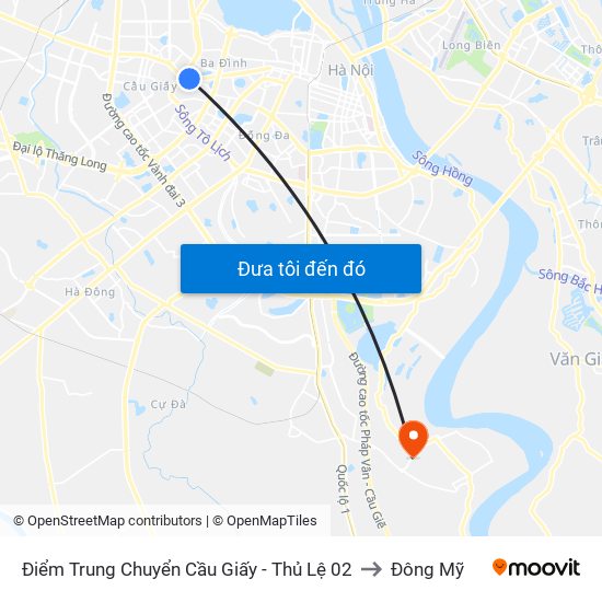 Điểm Trung Chuyển Cầu Giấy - Thủ Lệ 02 to Đông Mỹ map