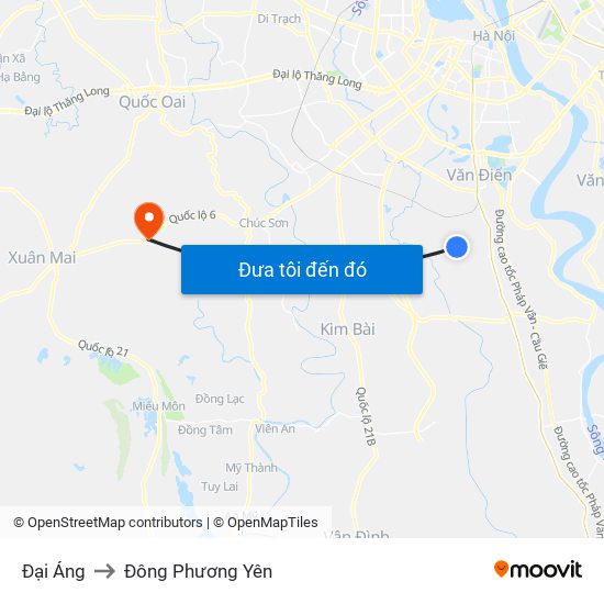 Đại Áng to Đông Phương Yên map