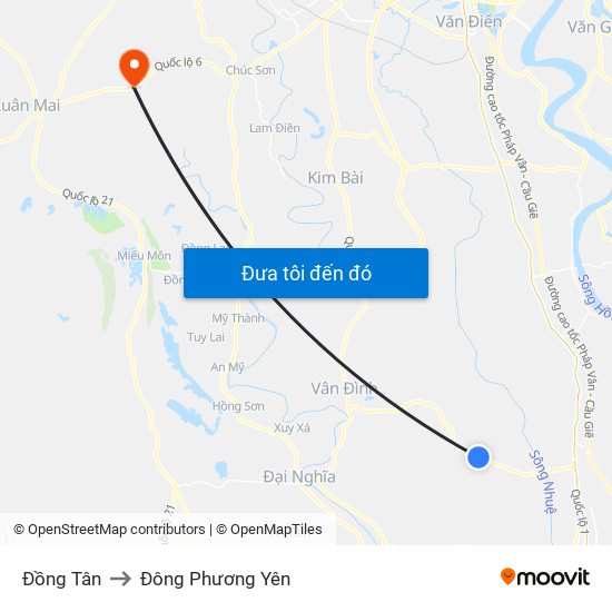 Đồng Tân to Đông Phương Yên map