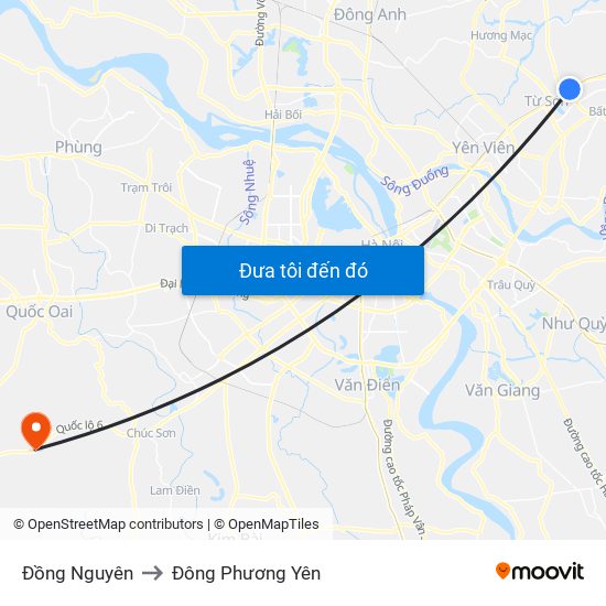 Đồng Nguyên to Đông Phương Yên map