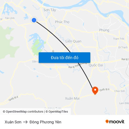 Xuân Sơn to Đông Phương Yên map