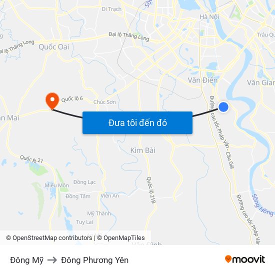 Đông Mỹ to Đông Phương Yên map