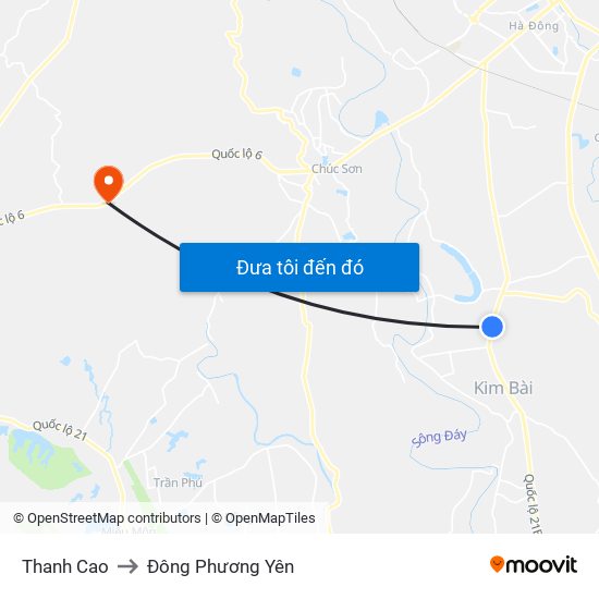 Thanh Cao to Đông Phương Yên map