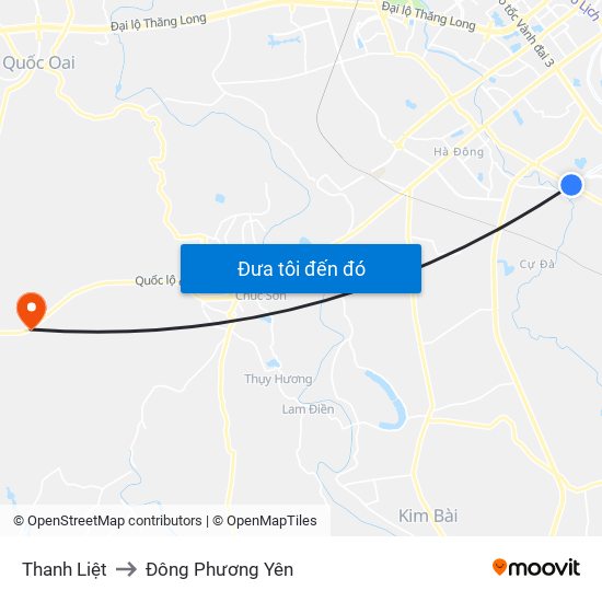 Thanh Liệt to Đông Phương Yên map