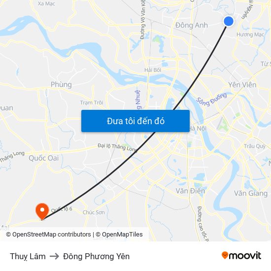 Thuỵ Lâm to Đông Phương Yên map