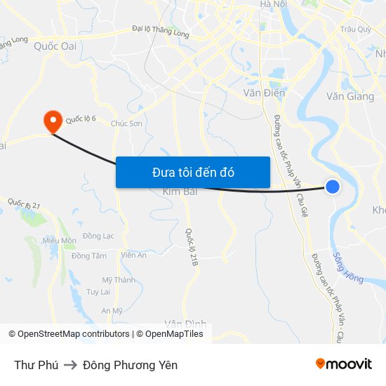Thư Phú to Đông Phương Yên map