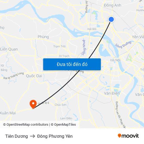 Tiên Dương to Đông Phương Yên map