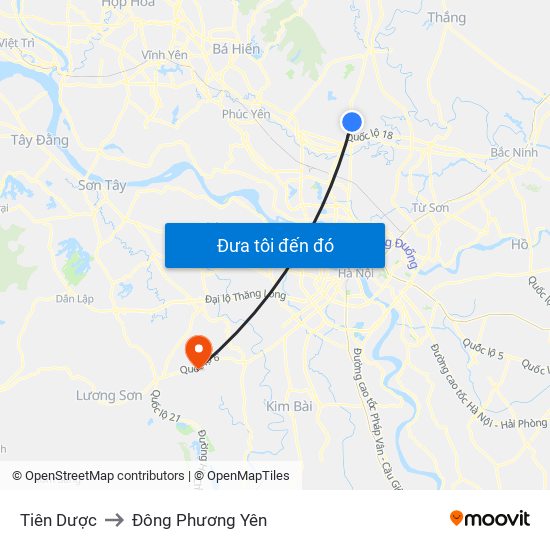 Tiên Dược to Đông Phương Yên map