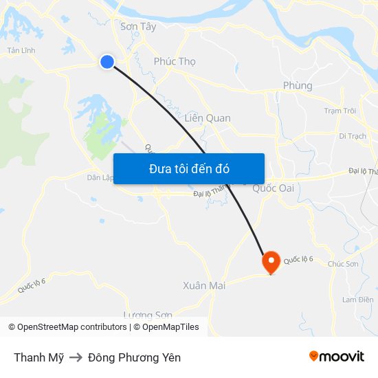 Thanh Mỹ to Đông Phương Yên map