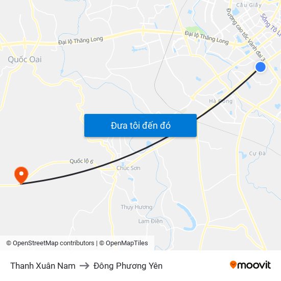 Thanh Xuân Nam to Đông Phương Yên map