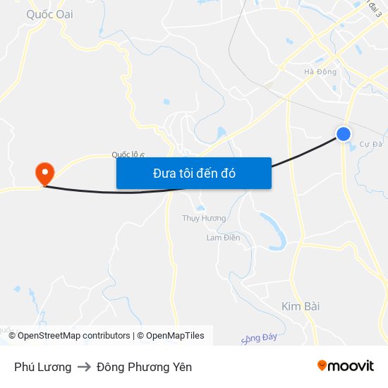 Phú Lương to Đông Phương Yên map