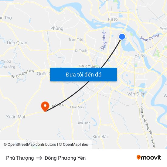 Phú Thượng to Đông Phương Yên map