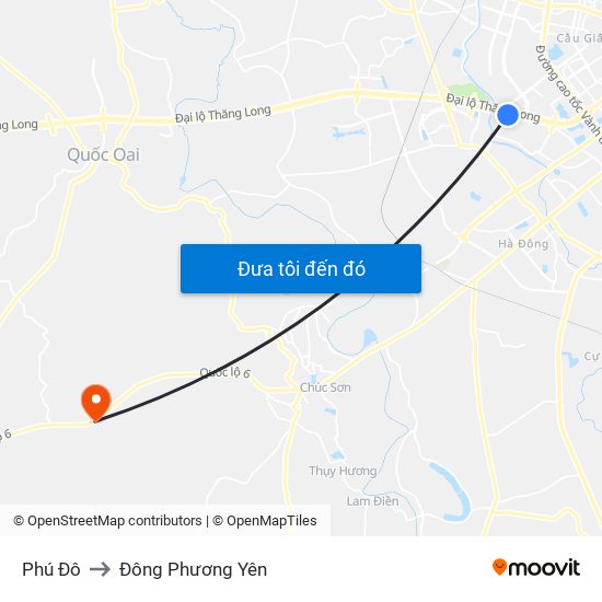 Phú Đô to Đông Phương Yên map