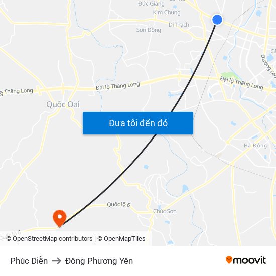 Phúc Diễn to Đông Phương Yên map