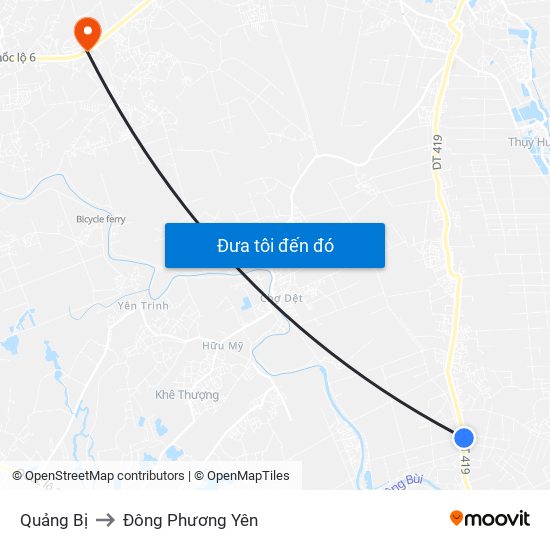 Quảng Bị to Đông Phương Yên map