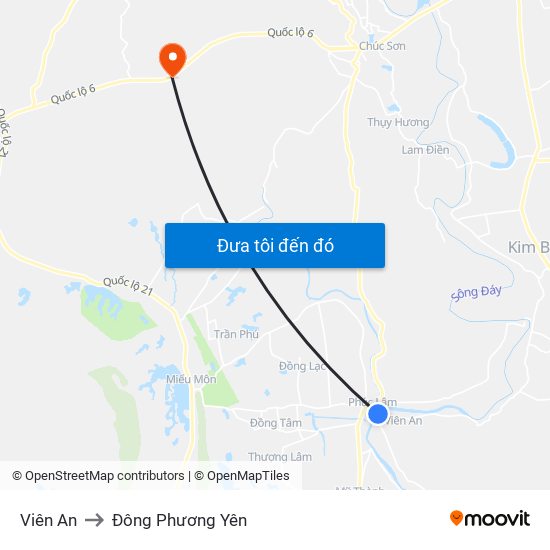 Viên An to Đông Phương Yên map