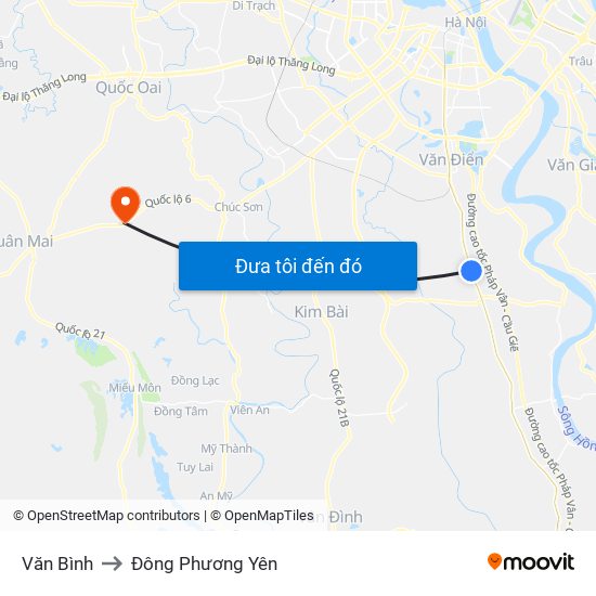 Văn Bình to Đông Phương Yên map
