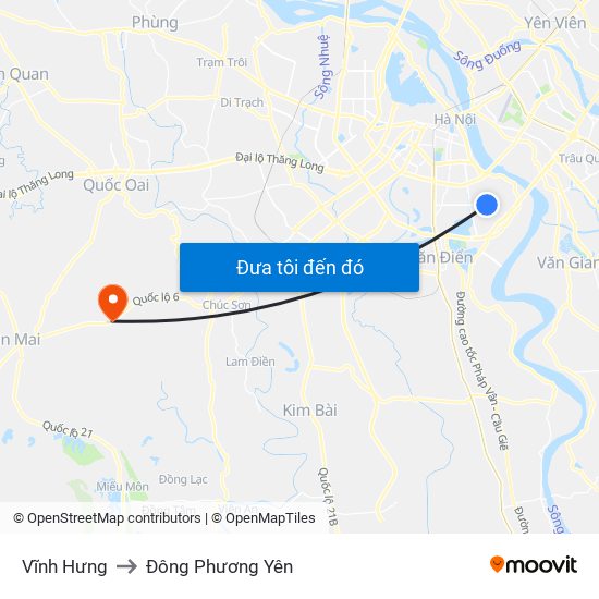 Vĩnh Hưng to Đông Phương Yên map