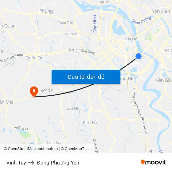 Vĩnh Tuy to Đông Phương Yên map