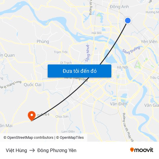 Việt Hùng to Đông Phương Yên map
