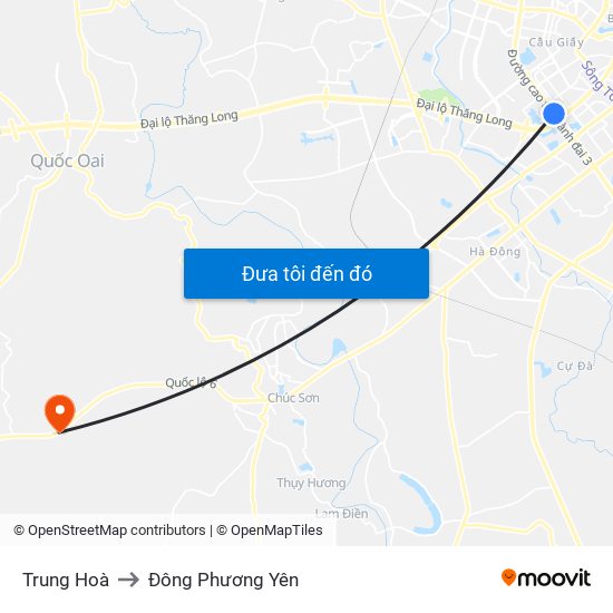 Trung Hoà to Đông Phương Yên map