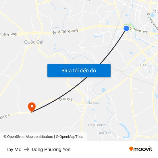 Tây Mỗ to Đông Phương Yên map