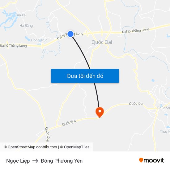 Ngọc Liệp to Đông Phương Yên map