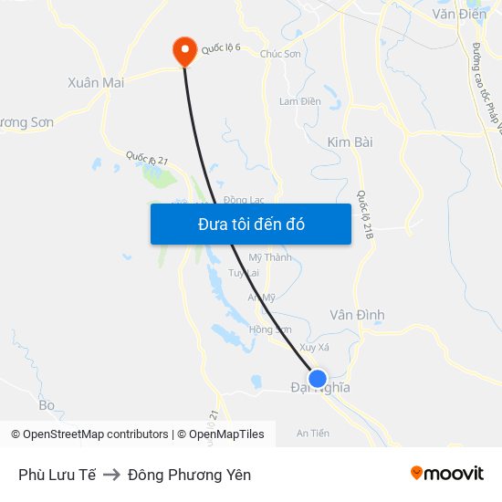 Phù Lưu Tế to Đông Phương Yên map