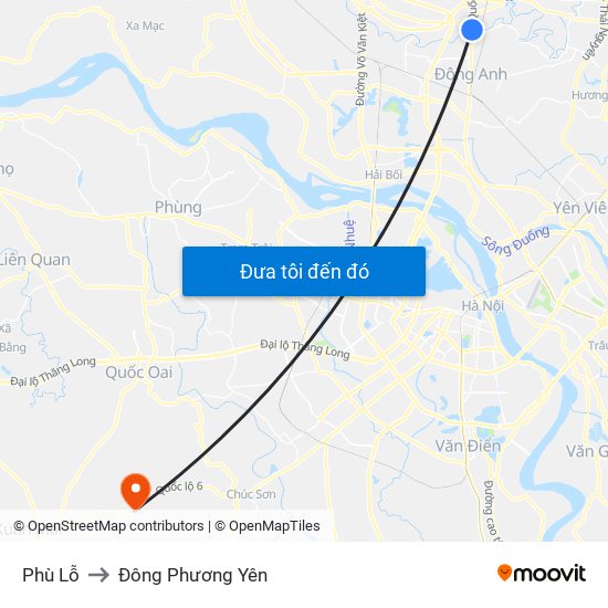 Phù Lỗ to Đông Phương Yên map