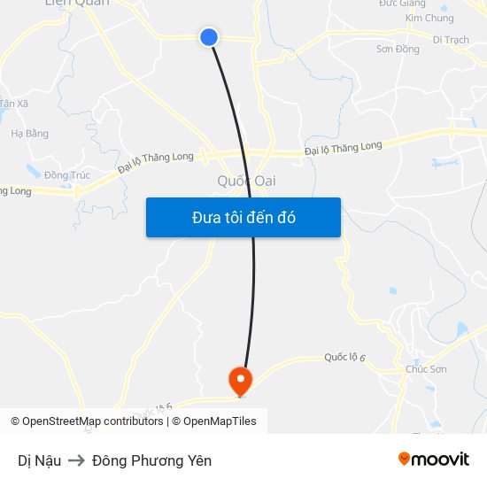 Dị Nậu to Đông Phương Yên map