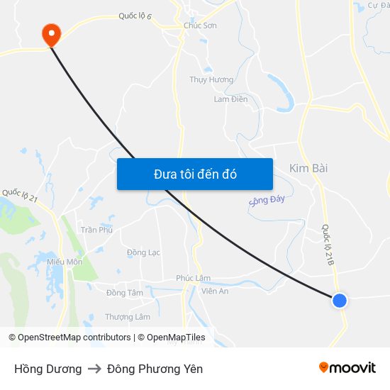 Hồng Dương to Đông Phương Yên map